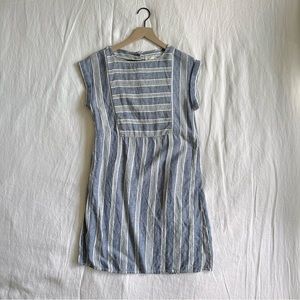 Caslon Linen Dress, Size Petite XXS, Blue and White